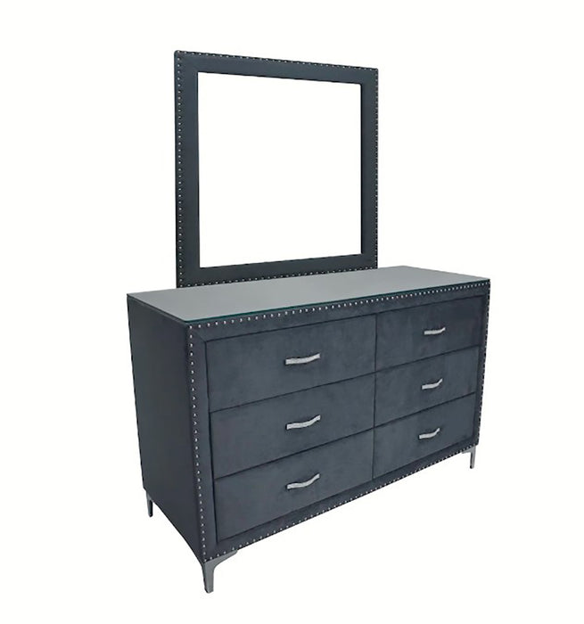 Crown Mark Furniture Lucinda 6 Drawer Dresser in Gray