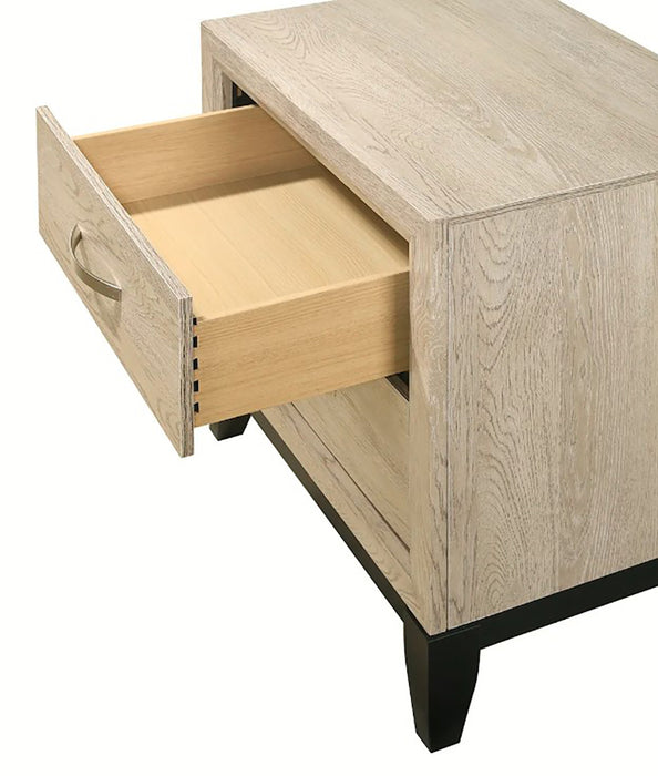 Crown Mark Furniture Akerson 2 Drawer Nightstand in Beige