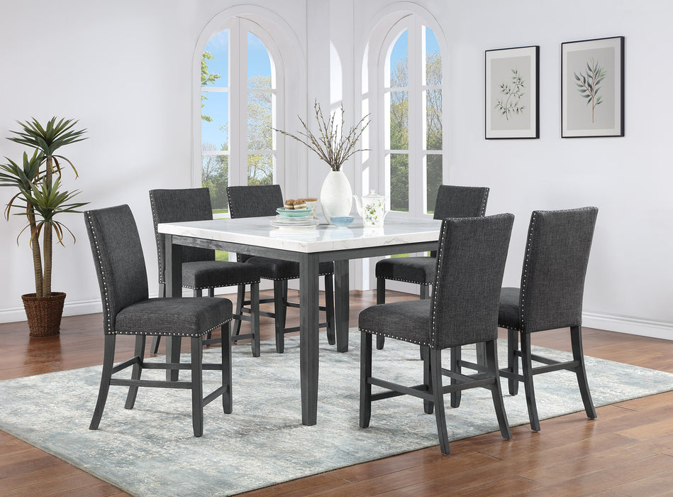 Vilo Home Modern White Marble 7pc Pub Dining Set