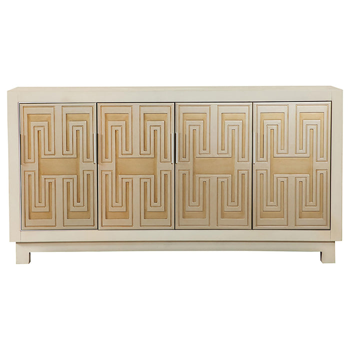 Voula Rectangular 4-door Accent Cabinet White and Gold image