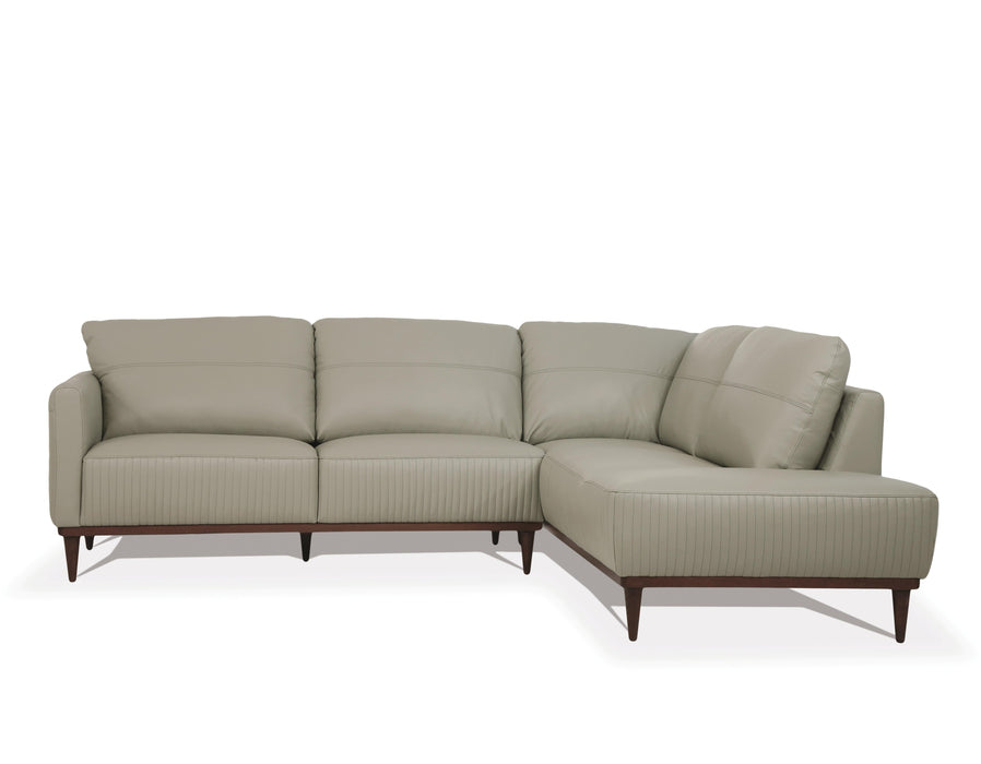 Tampa Airy Green Leather Sectional Sofa
