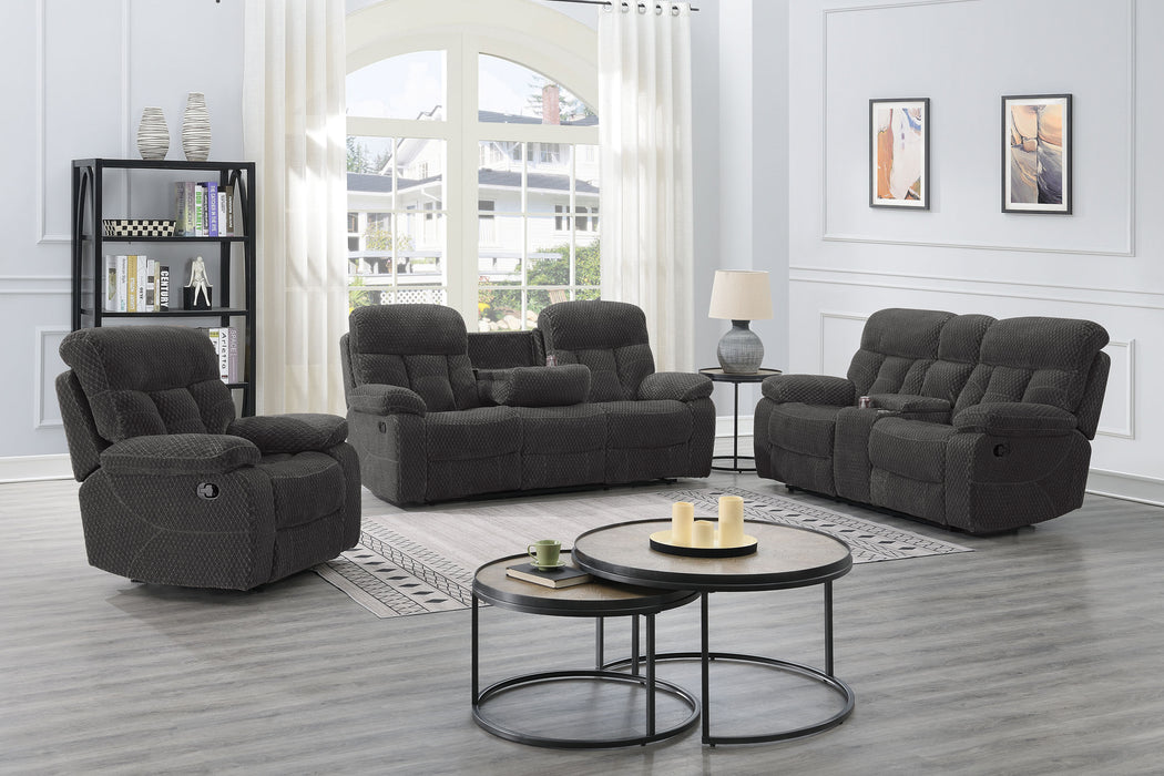 ROMAN MOTION SOFA W/ DUAL RECLINERS-CHARCOAL