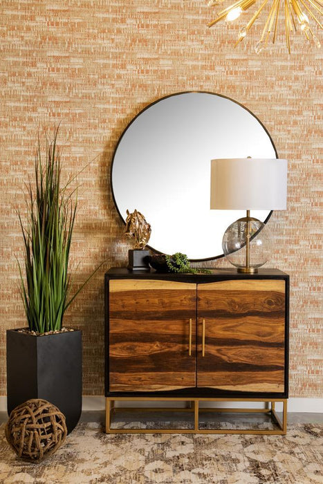 Zara 2-door Accent Cabinet Black Walnut and Gold