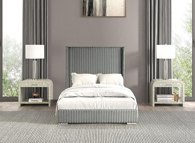 Cadwell E.King, Queen, & Full Bed White, Gray, & Black