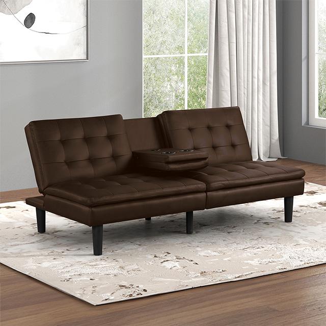 Eidsberg Futon Sofa Bed Orange, Grey, Brown, & Black