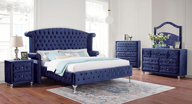 ALZIR Cal.King Bed, Blue