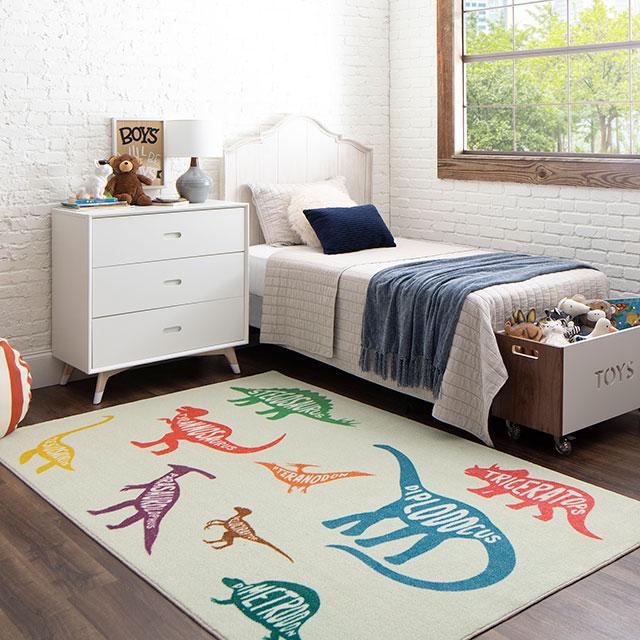 BARON 5' X 8', Area Rug, Dinos, Multi/Beige