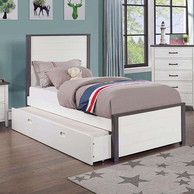PRIAM Full & Twin Bed, White/Gray, Pink, Chrome, & Yellow