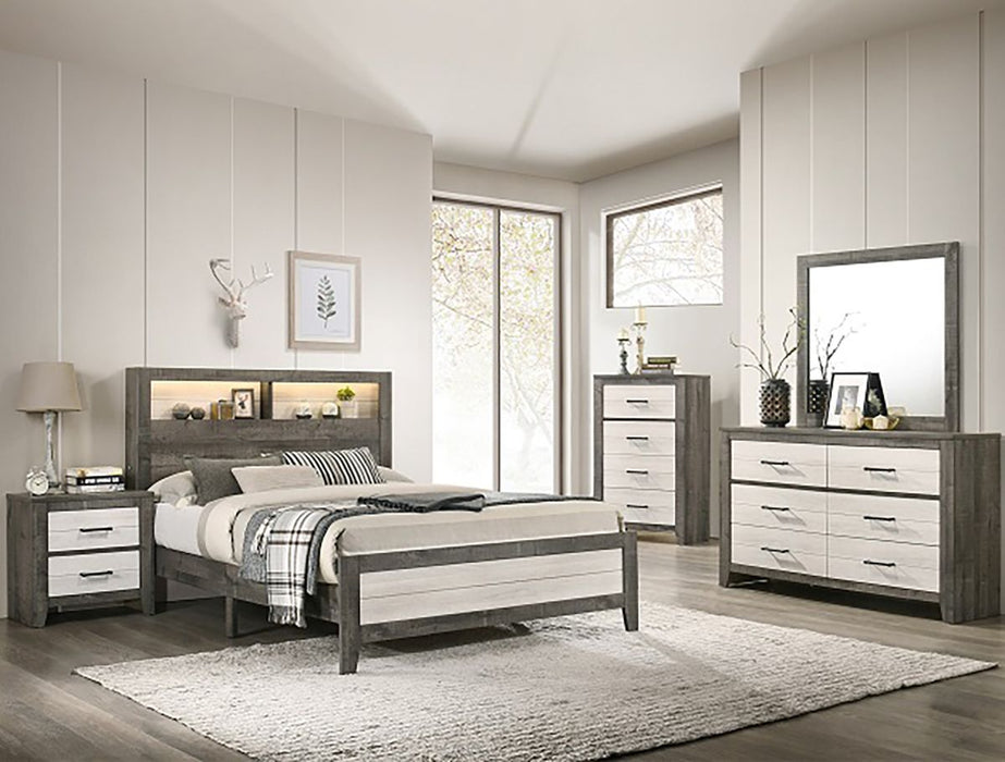 Crown Mark Furniture Rhett King Platform Bed in Gray