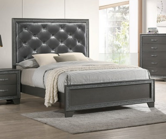 Crown Mark Furniture Kaia King Upholstered Bed in Dark Gray image