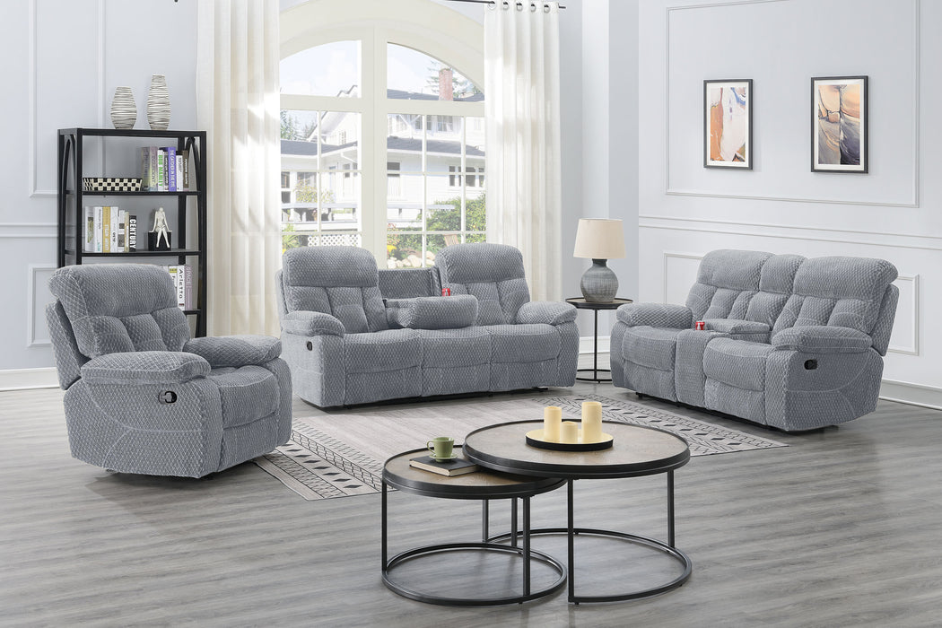 ROMAN MOTION SOFA W/ DUAL RECLINERS-STONE