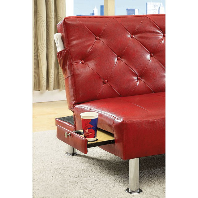 Farel Futon Sofa Red & White